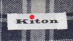 $600 Kiton Dark Blue Plaid Flannel Shirt - Slim - (KT9162610) - Parent