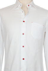$800 Kiton White Solid Cotton Blend Shirt - Slim - (KT912261) - Parent