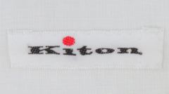 $600 Kiton White Solid Linen Blend Shirt - Slim - (KT314261) - Parent