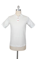 $995 Kiton White Solid Cotton Polo - Large/52 - (KT726251)