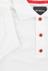 $995 Kiton White Solid Cotton Polo - (KT726251) - Parent