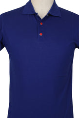 $995 Kiton Blue Solid Cotton Polo - (KT726254) - Parent
