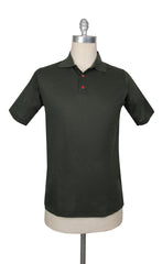 $995 Kiton Green Solid Cotton Polo - Large/52 - (KT726252)