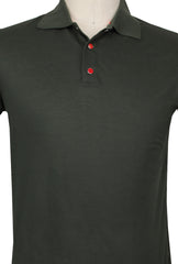$995 Kiton Green Solid Cotton Polo - (KT726252) - Parent