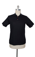 $995 Kiton Midnight Navy Blue Solid Cotton Polo - (KT726255) - Parent
