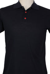 $995 Kiton Midnight Navy Blue Solid Cotton Polo - (KT726255) - Parent