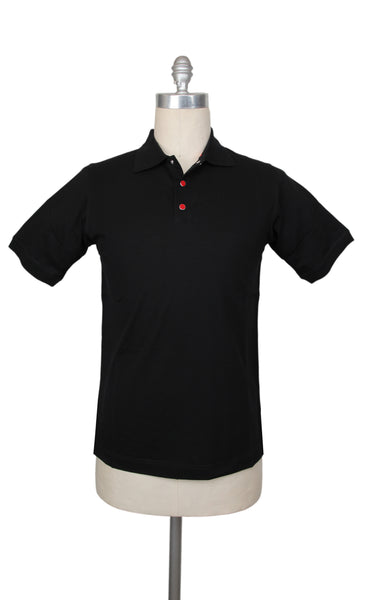 $995 Kiton Black Solid Cotton Polo - (KT726253) - Parent