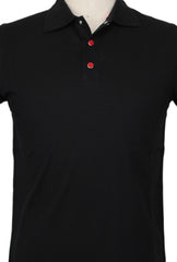 $995 Kiton Black Solid Cotton Polo - (KT726253) - Parent