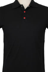 $995 Kiton Black Solid Cotton Polo - (KT726253) - Parent