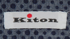 $600 Kiton Dark Blue Polka Dot Cotton Shirt - Slim - (KT9122618) - Parent