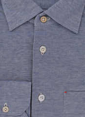 $600 Kiton Dark Blue Solid Cotton Shirt - Slim - (KT916264) - Parent