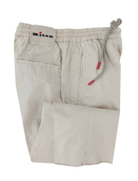 $1150 Kiton Beige Solid Cotton Blend Pants - Slim - (KT828257) - Parent