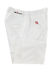 $1150 Kiton White Solid Cotton Blend Pants - Slim - (KT828259) - Parent