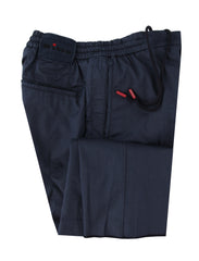 $1150 Kiton Navy Blue Solid Cotton Blend Pants - Slim - (KT828258) - Parent