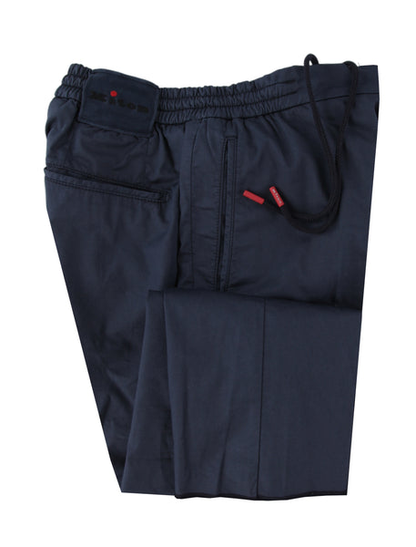 $1150 Kiton Navy Blue Solid Cotton Blend Pants - Slim - (KT828258) - Parent