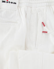$1150 Kiton White Solid Cotton Blend Pants - Slim - (KT828254) - Parent