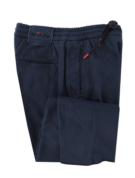 $1150 Kiton Navy Blue Solid Cotton Blend Pants - Slim - (KT828255) - Parent