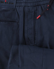 $1150 Kiton Navy Blue Solid Cotton Blend Pants - Slim - (KT828255) - Parent