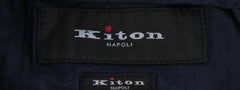 $1150 Kiton Navy Blue Solid Cotton Blend Pants - Slim - (KT828255) - Parent