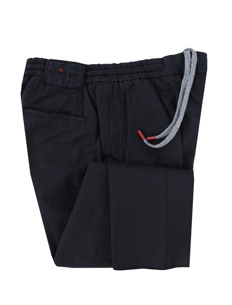 $1150 Kiton Dark Blue Solid Cotton Pants - Slim - (KT322251) - Parent