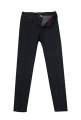 $1200 Kiton Blue Solid Jeans - Slim - 33/49 - (KT1218244)