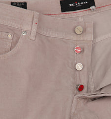 $995 Kiton Beige Solid Corduroy Pants - Slim - (KT63262) - Parent