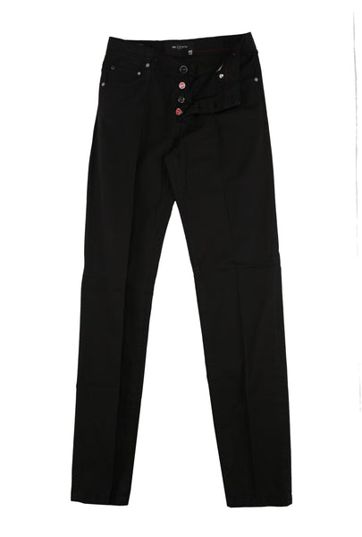 Kiton Black Solid Cotton Blend Pants - Slim - (KT12243) - Parent