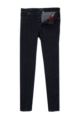 $1200 Kiton Blue Solid Jeans - Slim - 32/48 - (KT1218243)