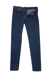 $1200 Kiton Blue Solid Jeans - Slim - 32/48 - (KT1218241)