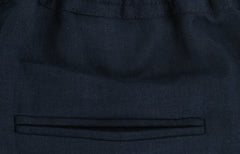$880 Kiton Dark Blue Solid Shorts - - (KT512261) - Parent
