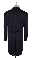 $15300 Kiton Dark Blue Cashmere Plaid Coat - (KT109243) - Parent