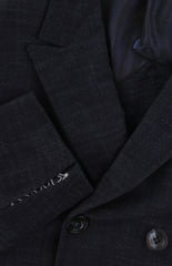 $15300 Kiton Dark Blue Cashmere Plaid Coat - (KT109243) - Parent