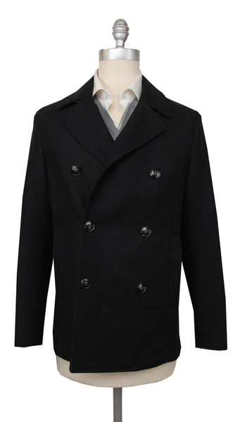 Kiton Black Wool Solid Peacoat - (KT372411) - Parent