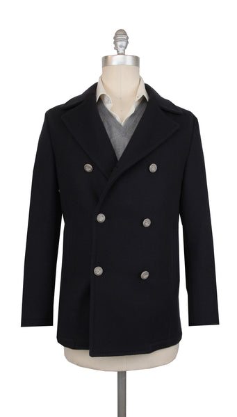 Kiton Dark Blue Wool Solid Coat - (KT37244) - Parent