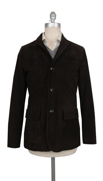 Kiton Dark Brown Suede Solid Jacket - (KT222245) - Parent