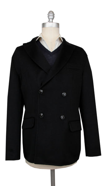 Kiton Black Cashmere Solid Peacoat - (KT37246) - Parent