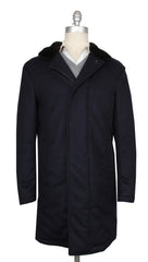 Kiton Dark Blue Cashmere Blend Solid Coat - (KT37242) - Parent