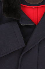 Kiton Dark Blue Cashmere Blend Solid Coat - (KT37242) - Parent