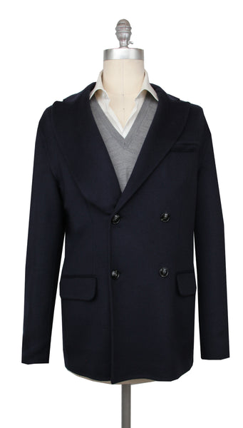 Kiton Dark Blue Cashmere Solid Coat - (KT37243) - Parent