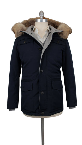 Kiton Navy Blue Polyester Solid Parka - (KT220242) - Parent