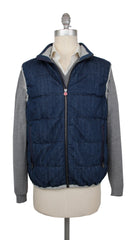 Kiton Denim Blue Cotton Solid Jacket Vest - (KT312241) - Parent