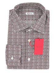 Kiton Brown Fancy Cotton Shirt - Slim - 16/41 - (KT12122330)