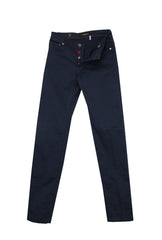 $1295 Kiton Navy Blue Solid Cotton Blend Pants - Slim - 34/50 - (KT11420251)