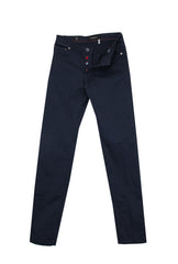 $1295 Kiton Navy Blue Solid Cotton Blend Pants - Slim - 34/50 - (KT11420251)