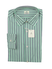 Luigi Borrelli Green Striped Cotton Shirt - Slim - (LB1119222) - Parent