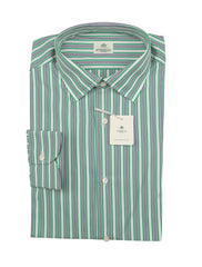 Luigi Borrelli Green Striped Cotton Shirt - Slim - 15/38 - (LB1119222)