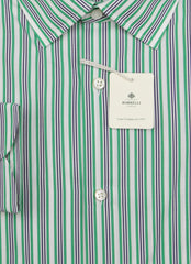 Luigi Borrelli Green Striped Cotton Shirt - Slim - (LB1119222) - Parent