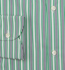 Luigi Borrelli Green Striped Cotton Shirt - Slim - (LB1119222) - Parent