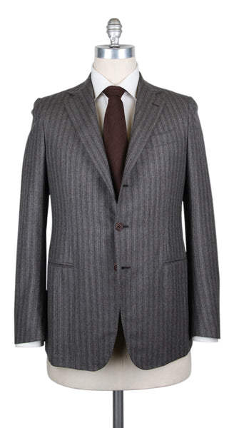 Borrelli Gray Wool Blend Striped Suit - (2018030810) - Parent