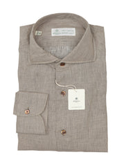 Luigi Borrelli Light Brown Linen Shirt - Slim - 15/38 - (LB1119223)